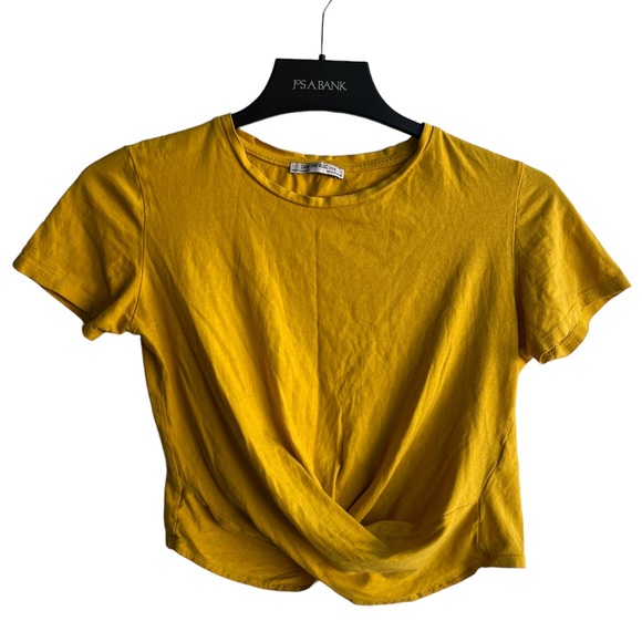 Zara Trafaluc Mustard Twist Crop Top Size Small - Picture 1 of 3